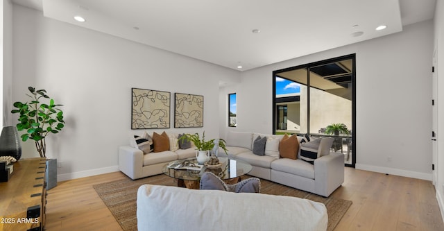10220 N 66th St, Paradise Valley, AZ 85253 - living area featuring baseboards, recessed lighting, and light wood-style floors
