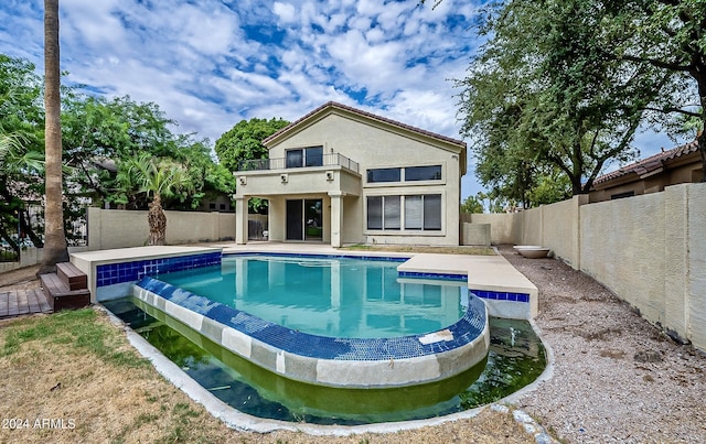 view of pool featuring a fenced backyard and a fenced in pool