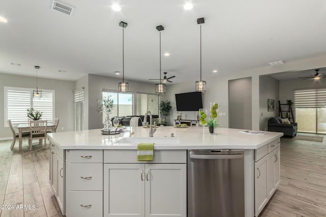1557 E Flower St, Gilbert, AZ 85298 - kitchen with a sink, visible vents, open floor plan, and stainless steel dishwasher