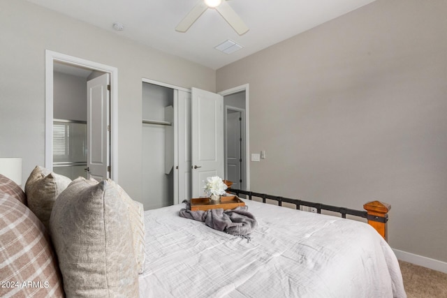1557 E Flower St, Gilbert, AZ 85298 - carpeted bedroom featuring ceiling fan, baseboards, and a closet