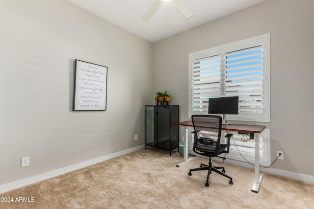 1557 E Flower St, Gilbert, AZ 85298 - carpeted home office featuring a ceiling fan and baseboards