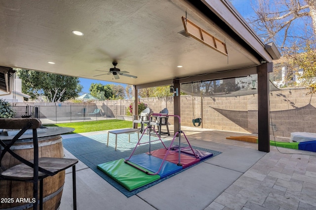 view of patio / terrace with ceiling fan