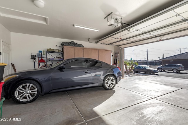 garage with a garage door opener