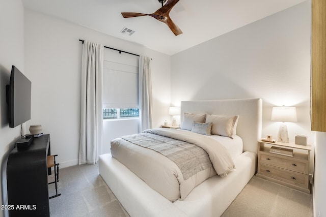 5901 E Sierra Morena St, Mesa, AZ 85215 - bedroom featuring carpet floors, ceiling fan, and visible vents