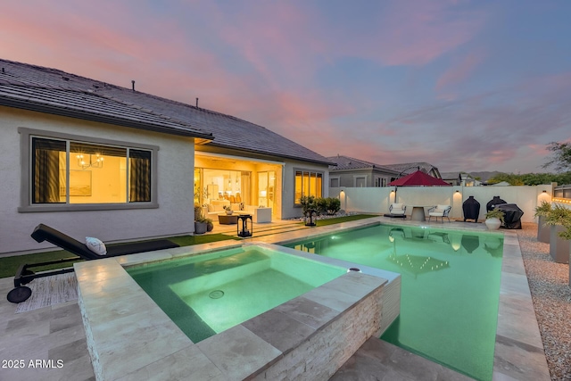 5901 E Sierra Morena St, Mesa, AZ 85215 - view of pool with a patio, an in ground hot tub, and a fenced backyard