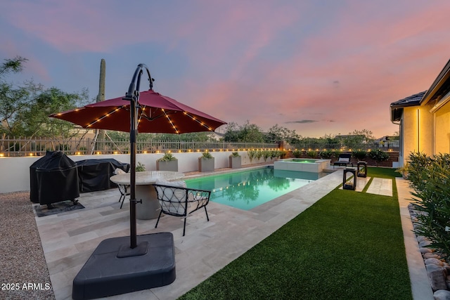 5901 E Sierra Morena St, Mesa, AZ 85215 - view of pool with a yard, a patio, and a fenced backyard