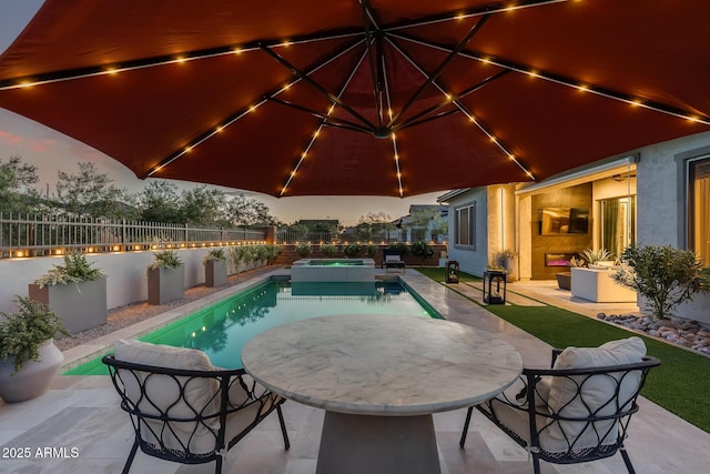 5901 E Sierra Morena St, Mesa, AZ 85215 - view of swimming pool featuring a fenced in pool, a fenced backyard, and a patio area