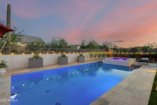 5901 E Sierra Morena St, Mesa, AZ 85215 - view of swimming pool featuring a fenced backyard and a pool with connected hot tub