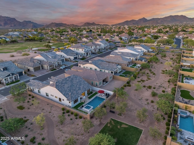 5901 E Sierra Morena St, Mesa, AZ 85215 - aerial view at dusk with a residential view and a mountain view