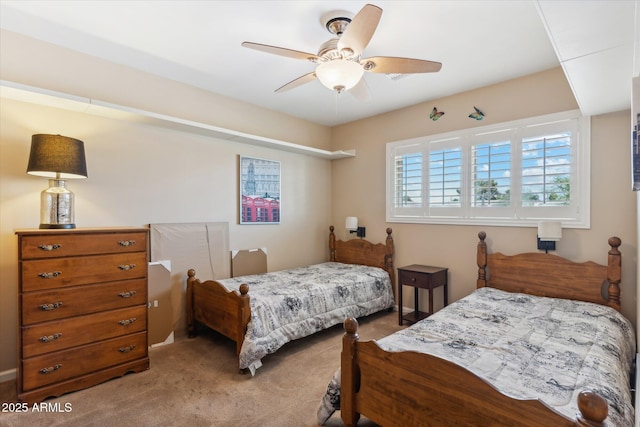 bedroom featuring carpet and a ceiling fan