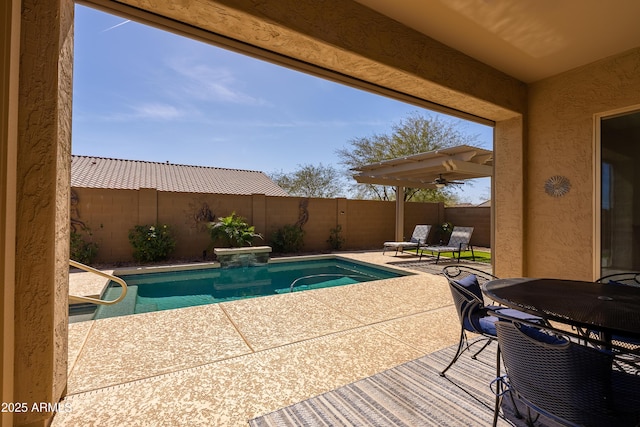 view of swimming pool with a patio, a fenced backyard, and a fenced in pool