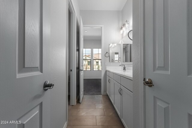 bathroom featuring vanity and tile patterned floors