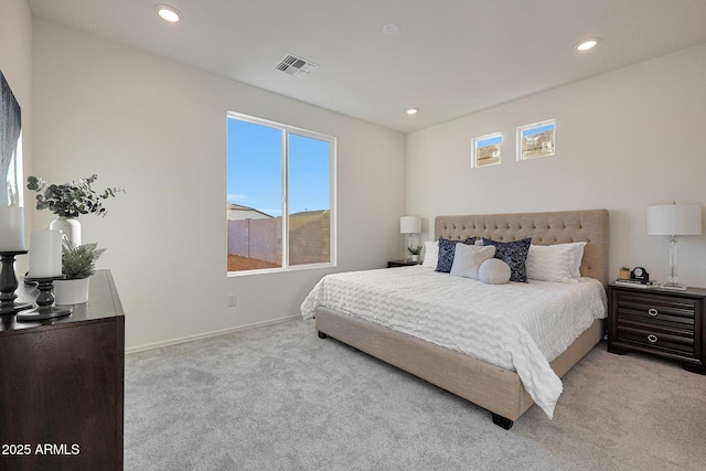 18052 W Sand Hills Rd, Surprise, AZ 85387 - bedroom with visible vents, baseboards, carpet flooring, and recessed lighting