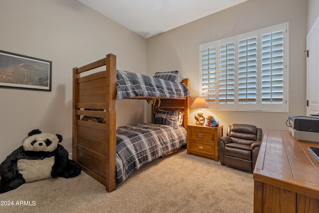 bedroom featuring carpet and ceiling fan