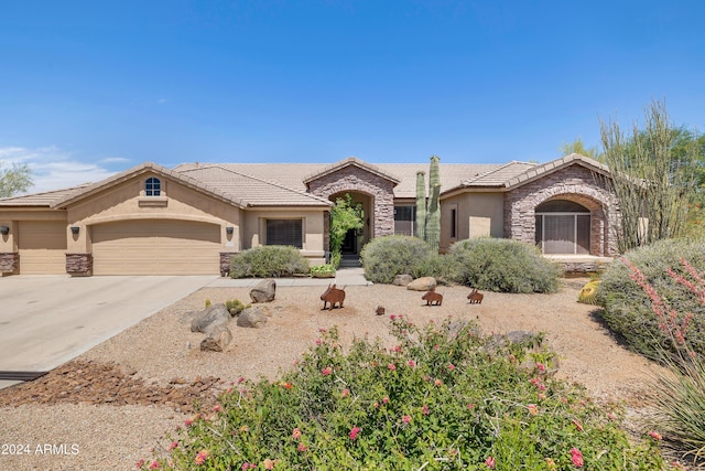 single story home with a garage