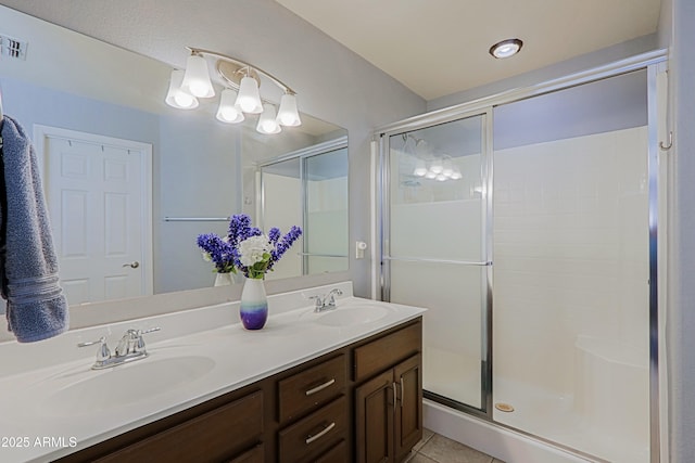 5049 E Duane Ln, Cave Creek, AZ 85331 - full bathroom featuring a sink, tile patterned flooring, and a stall shower