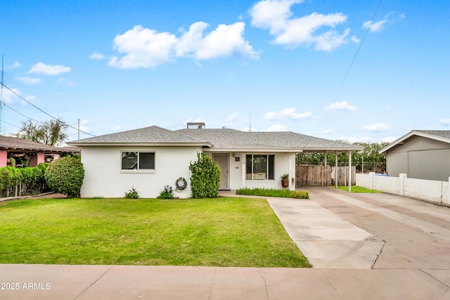 508 S Pasadena, Mesa, AZ 85210 - view of front of property featuring concrete driveway, an attached carport, and a shingled roof