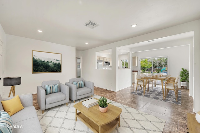 508 S Pasadena, Mesa, AZ 85210 - living room featuring baseboards, recessed lighting, and light tile patterned floors