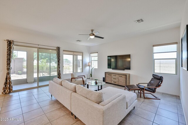 17082 S 182nd Ave, Goodyear, AZ 85338 - living room with light tile patterned floors and ceiling fan