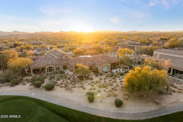 bird's eye view featuring a mountain view