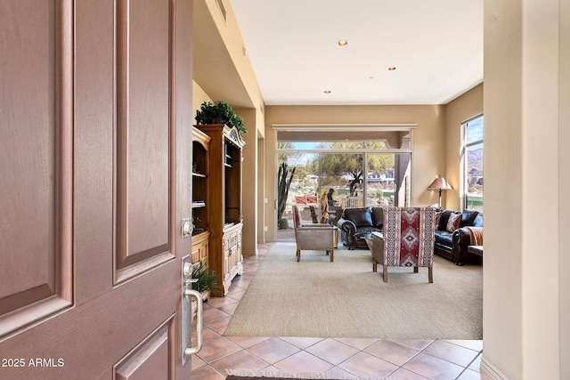 interior space featuring light tile patterned floors