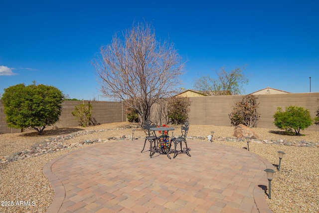 view of patio featuring a fenced backyard