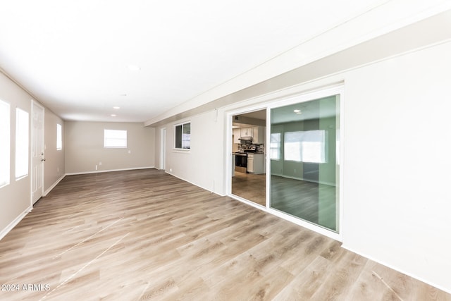 spare room with light hardwood / wood-style floors