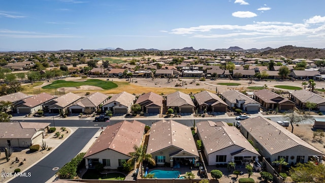 drone / aerial view with a mountain view and a residential view