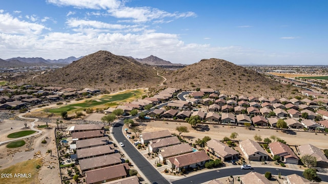 bird's eye view with a mountain view and a residential view