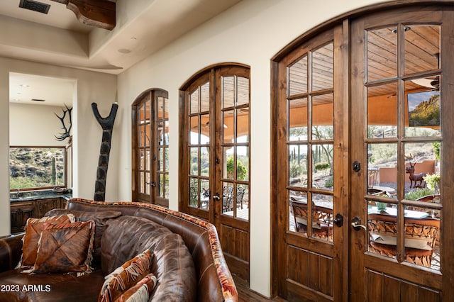 doorway to outside with french doors