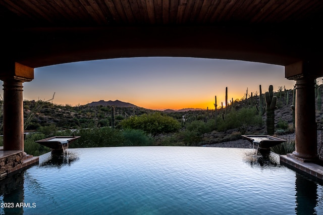 view of water feature with a mountain view