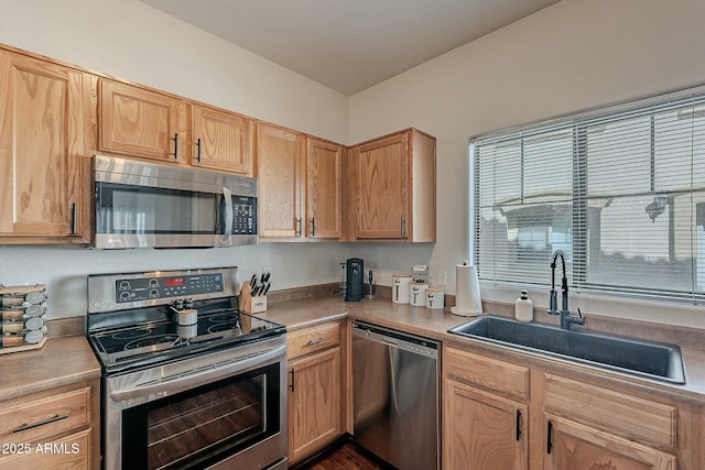 kitchen with stainless steel appliances and a sink