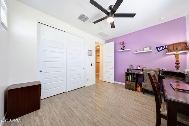 19560 W Valle Vista Way, Litchfield Park, AZ 85340 - office space with wood finished floors, visible vents, a ceiling fan, and baseboards