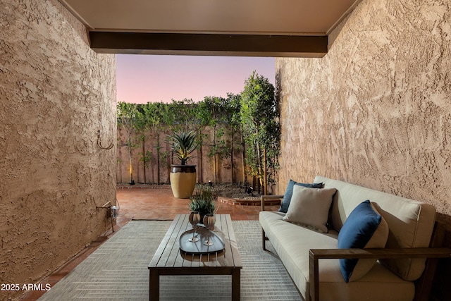 exterior space with outdoor lounge area