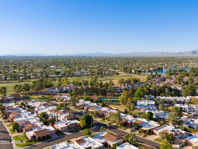 aerial view featuring a residential view and a mountain view