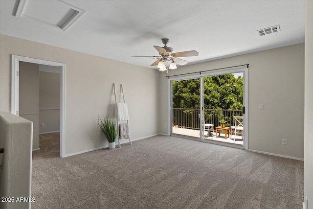 3784 E Washington Ct, Gilbert, AZ 85234 - carpeted spare room featuring attic access, baseboards, and ceiling fan