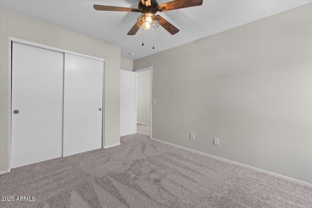 3784 E Washington Ct, Gilbert, AZ 85234 - unfurnished bedroom featuring carpet flooring, a closet, baseboards, and ceiling fan
