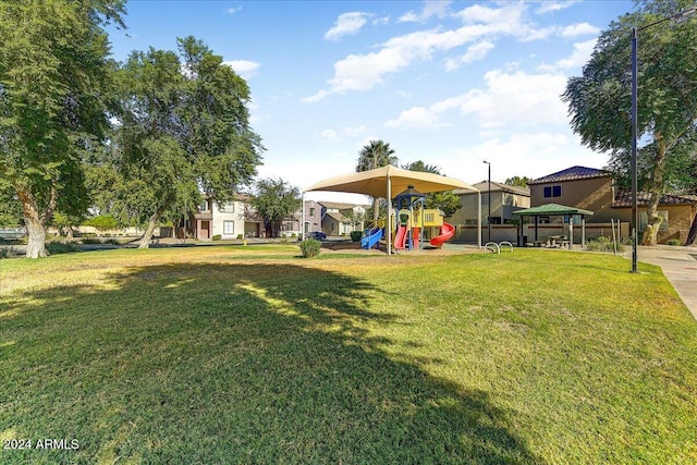 view of yard featuring a playground