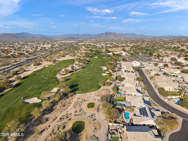 bird's eye view with a mountain view