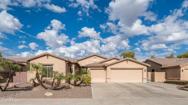 single story home with a garage