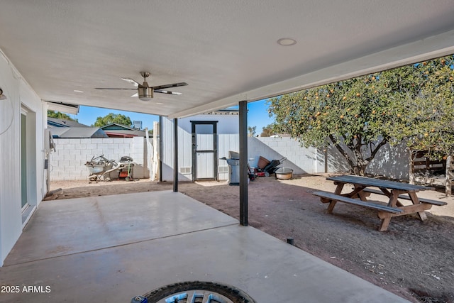 view of patio / terrace with ceiling fan