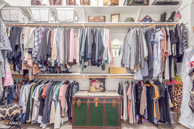 walk in closet featuring carpet floors