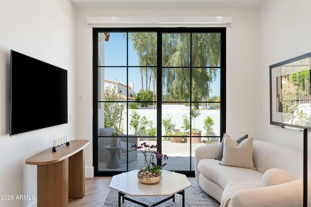living room with light wood-style floors