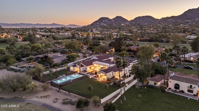 drone / aerial view with a mountain view