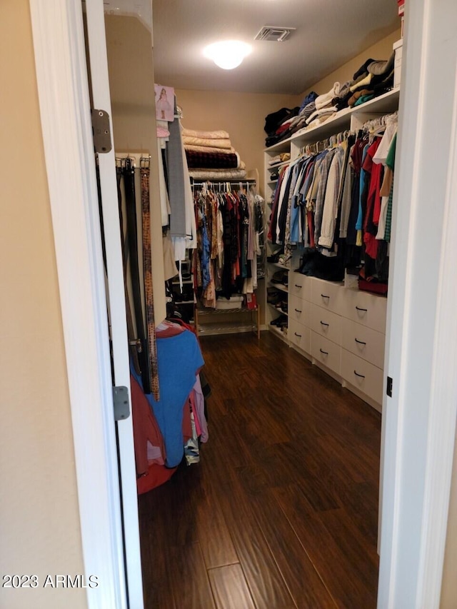 spacious closet with hardwood / wood-style floors