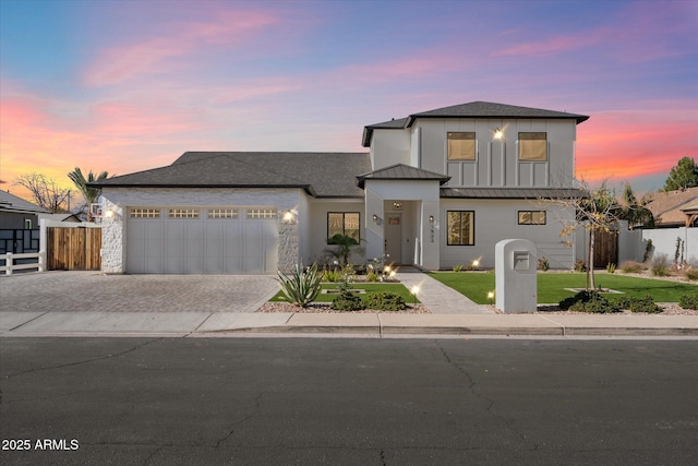 view of front of house with a garage