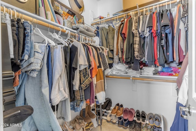 walk in closet featuring carpet