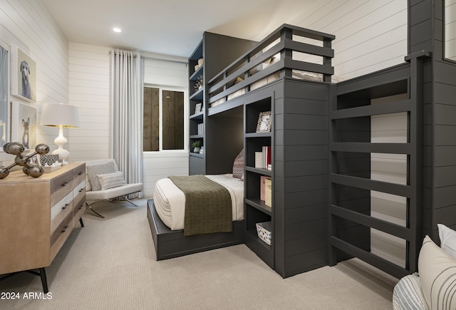 bedroom featuring recessed lighting and carpet