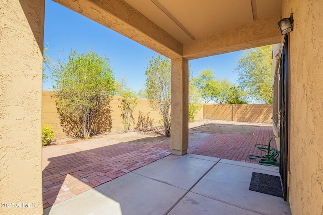 view of patio featuring a fenced backyard