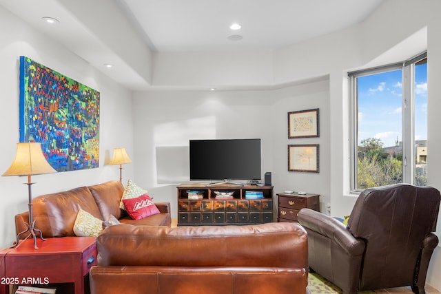 living area with recessed lighting